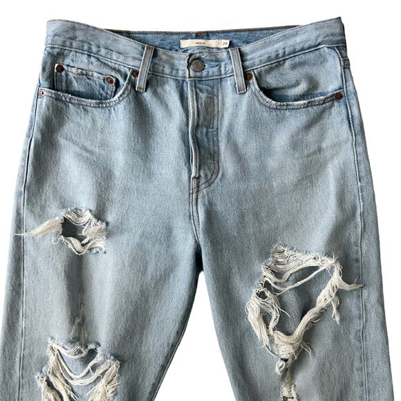 Levi’s Premium Wedgie Fit Icon High Rise Ripped Straight Jean Light Wash Size 29 - Picture 2 of 8